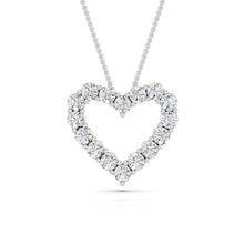 Womens | 2.00 CT Round Cut Lab Grown Accent Diamond | Heart Pendant Necklace | 14K White Gold | G-SI