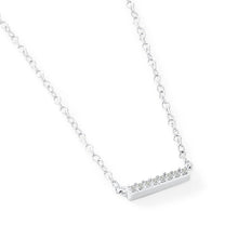 Womens | 0.03 CT Round Cut Lab Grown Accent Diamond | Bar Necklace | Sterling Silver | I-J-I1