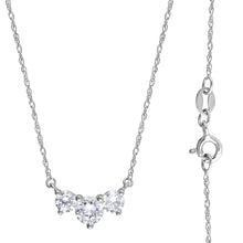 Womens | 1.00 CT Round Cut Lab Grown Diamond | 3 Stone Stud Necklace | Sterling Silver | H-I-SI3/I1