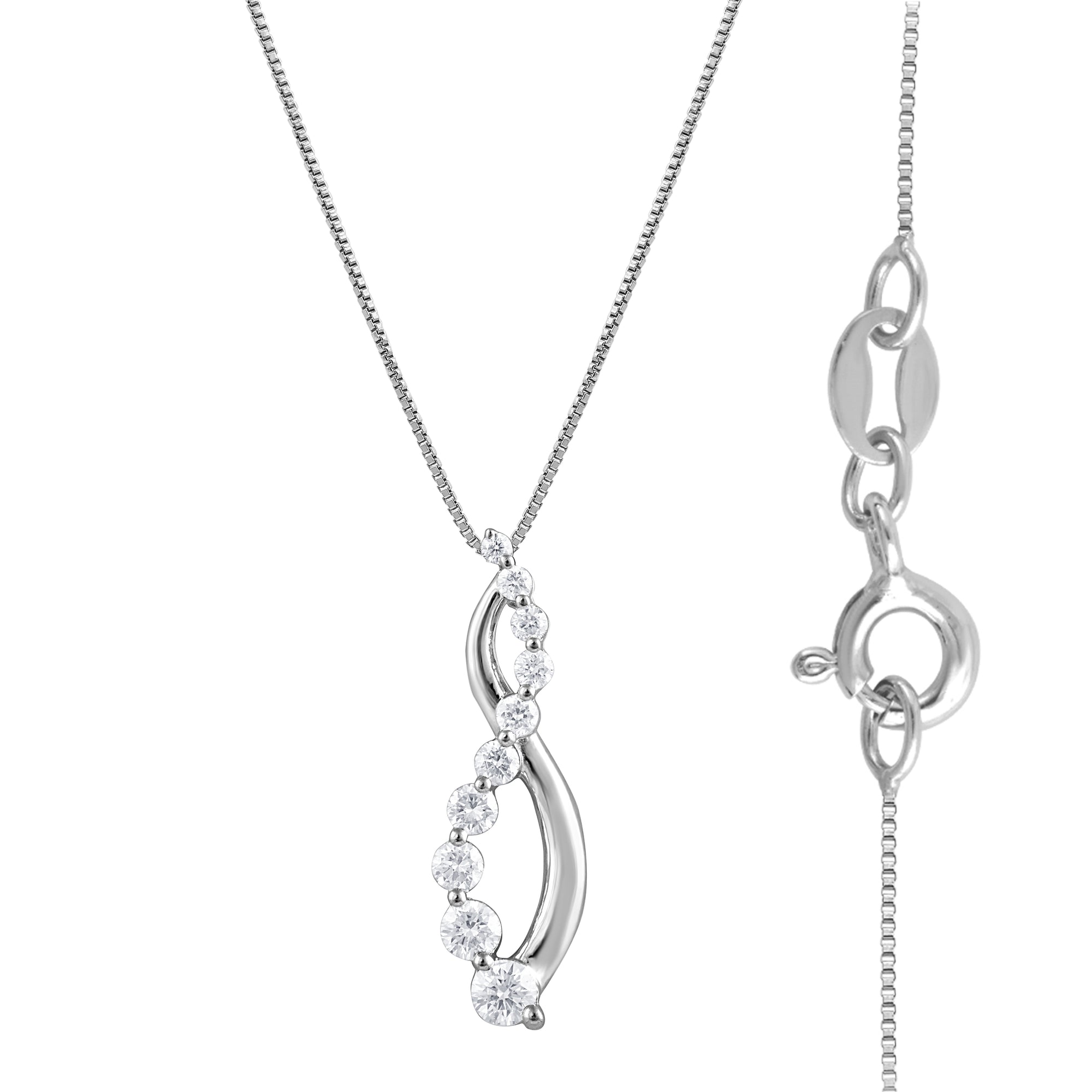 Womens | 0.25 CT Round Cut Lab Grown Diamond | Infinity Pendant Necklace | Sterling Silver | H-I-SI-I1