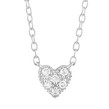 Womens | 0.04 CT Round Cut Lab Grown Diamond | Heart Shaped Pendant Necklace | Sterling Silver | G-SI2/I1