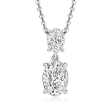 2.00 CT Oval Lab-Grown Diamond | Oval Drop Pendant Necklace | 14K White Gold | H Color | VS Clarity