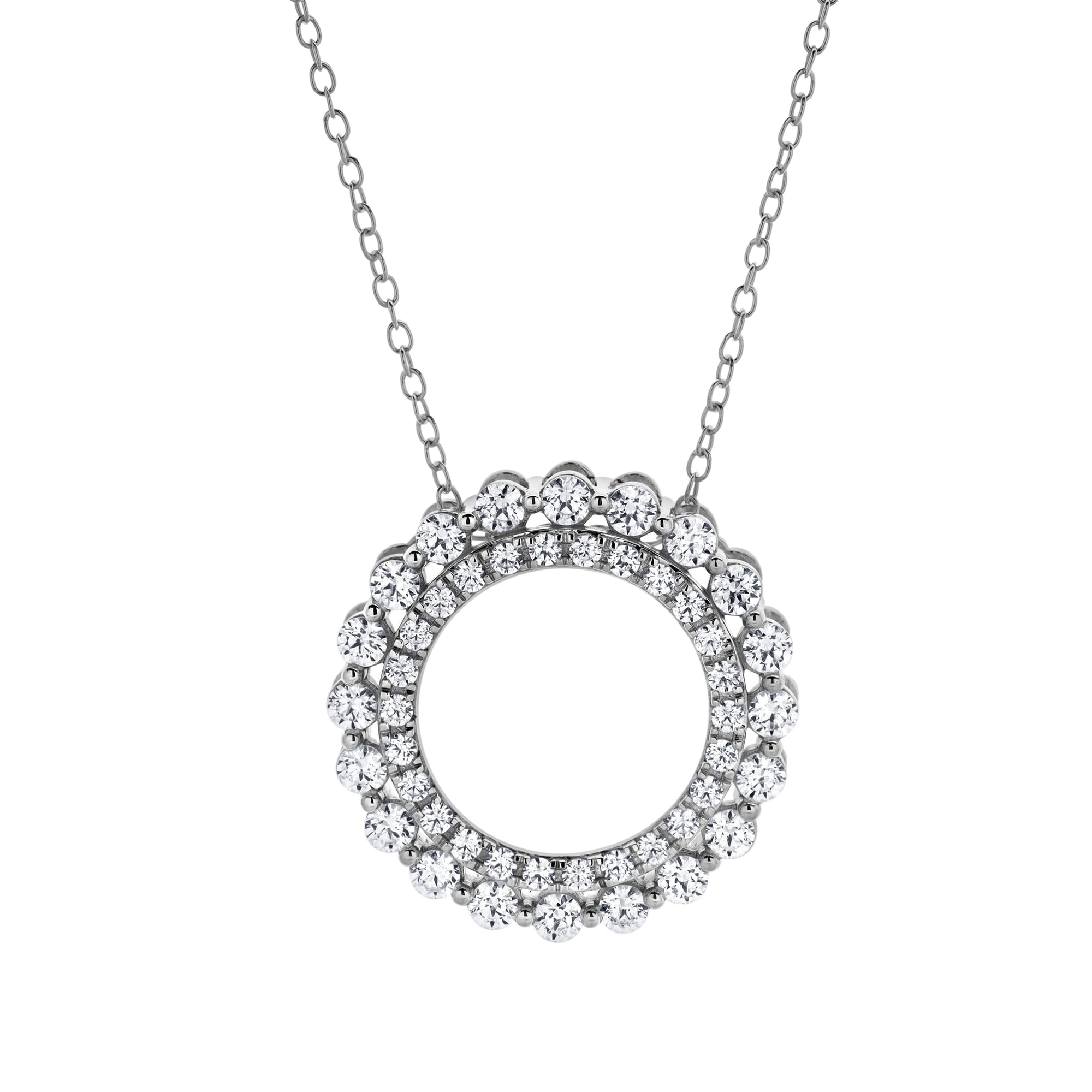 Womens | 1.00 CT Round Cut Lab Grown Accent Diamond | Circle of Life Necklace | Sterling Silver | J-K-I1/I2