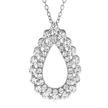 Womens | 1.00 CT Round Cut Lab Grown Diamond | Teardrop Pendant Necklace | Sterling Silver | J-K-I1/I2