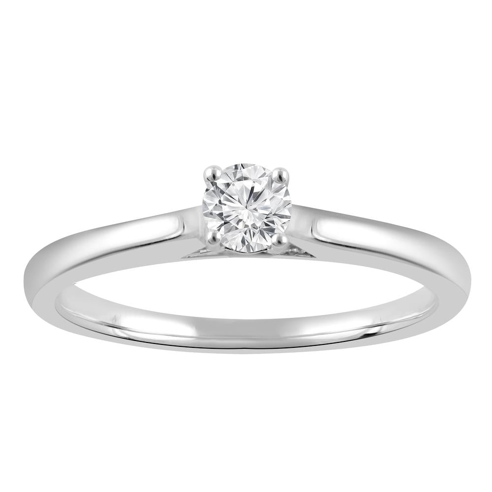 Womens | 0.25 CT Round Cut Lab Grown Diamond | Solitaire Engagement Ring | 10K White Gold | G-SI
