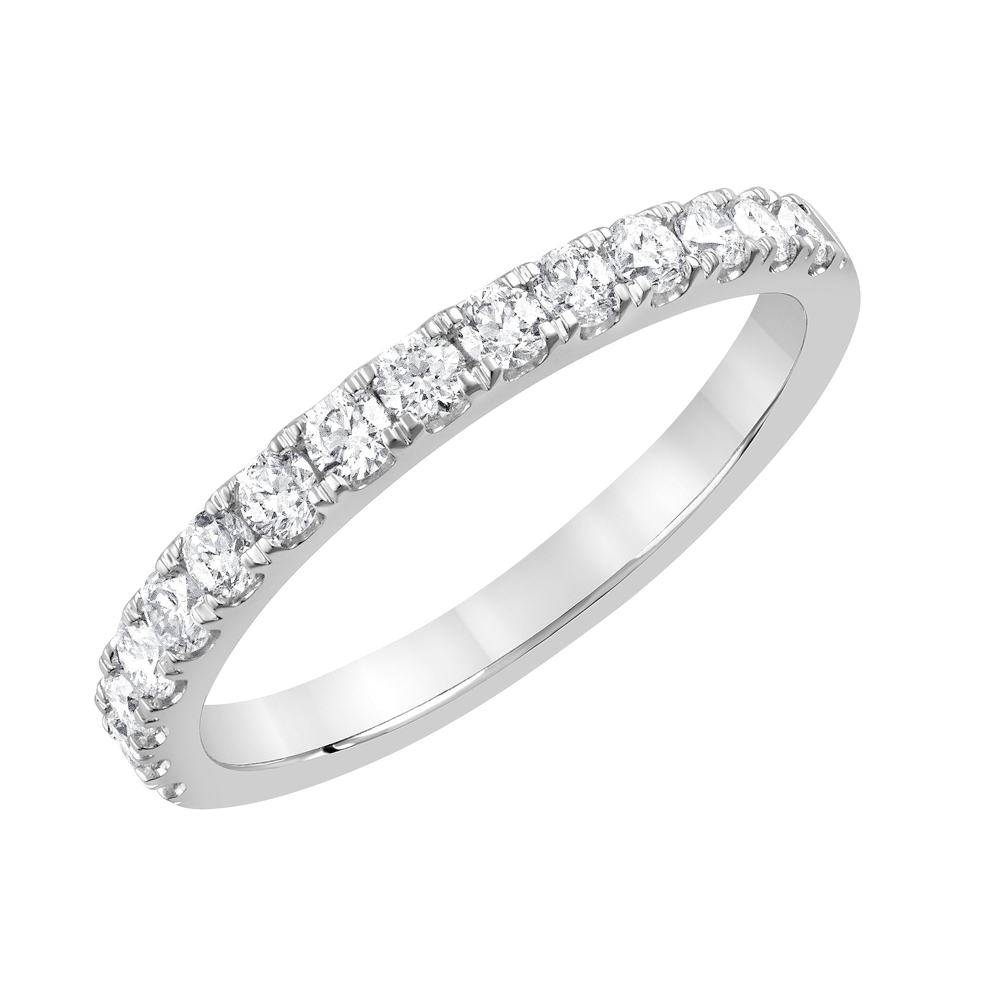 Womens | 0.50 CT Round Cut Lab Grown Diamond | Wedding Band | 10K White Gold | J-SI-I1
