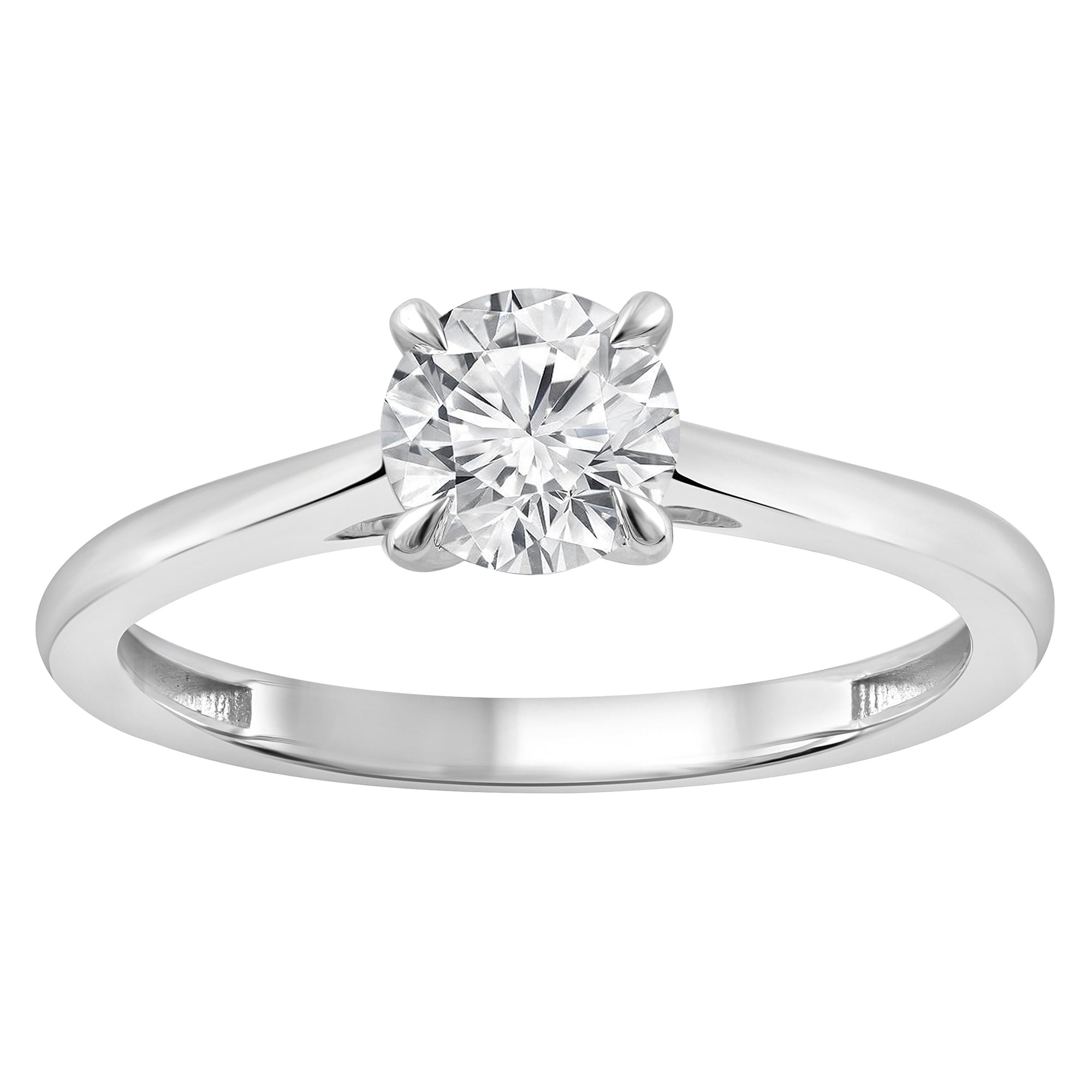 Womens | 0.75 CT Round Cut Lab Grown Diamond | Solitaire Engagement Ring | 10K White Gold | J-SI-I1