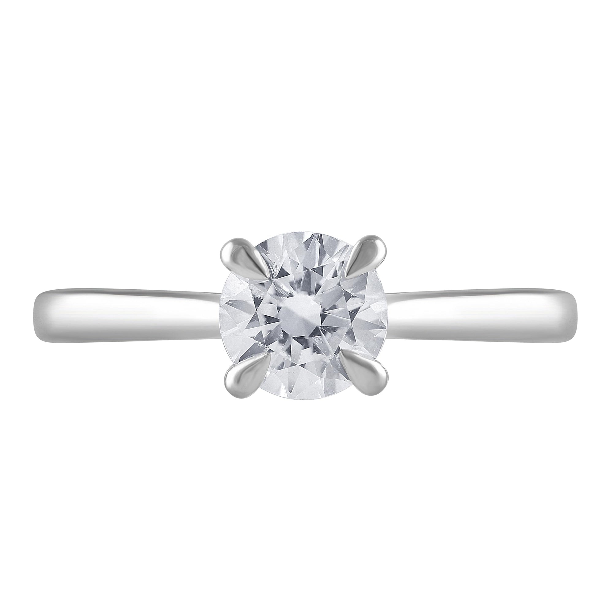 Womens | 0.75 CT Round Cut Lab Grown Diamond | Solitaire Engagement Ring | 10K White Gold | J-SI-I1