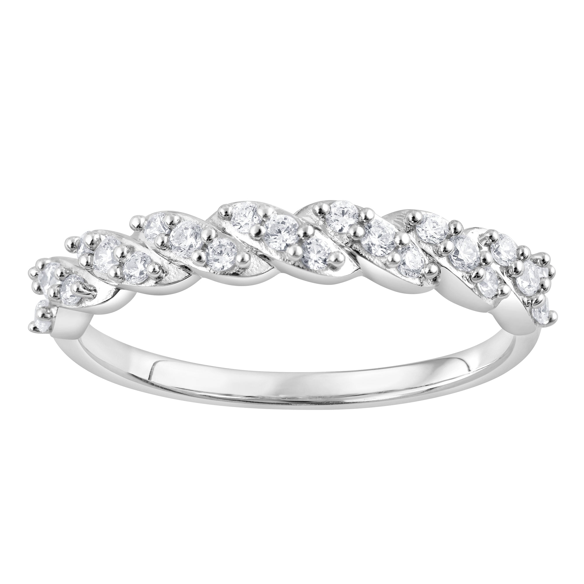 Womens | 0.25 CT Round Cut Lab Grown Accent Diamond | Wedding Band | Sterling Silver | I-J-I1