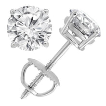 Womens | 1.50 CT Round Cut Lab Grown Diamond | Solitaire Stud | 14K White Gold | I-I1