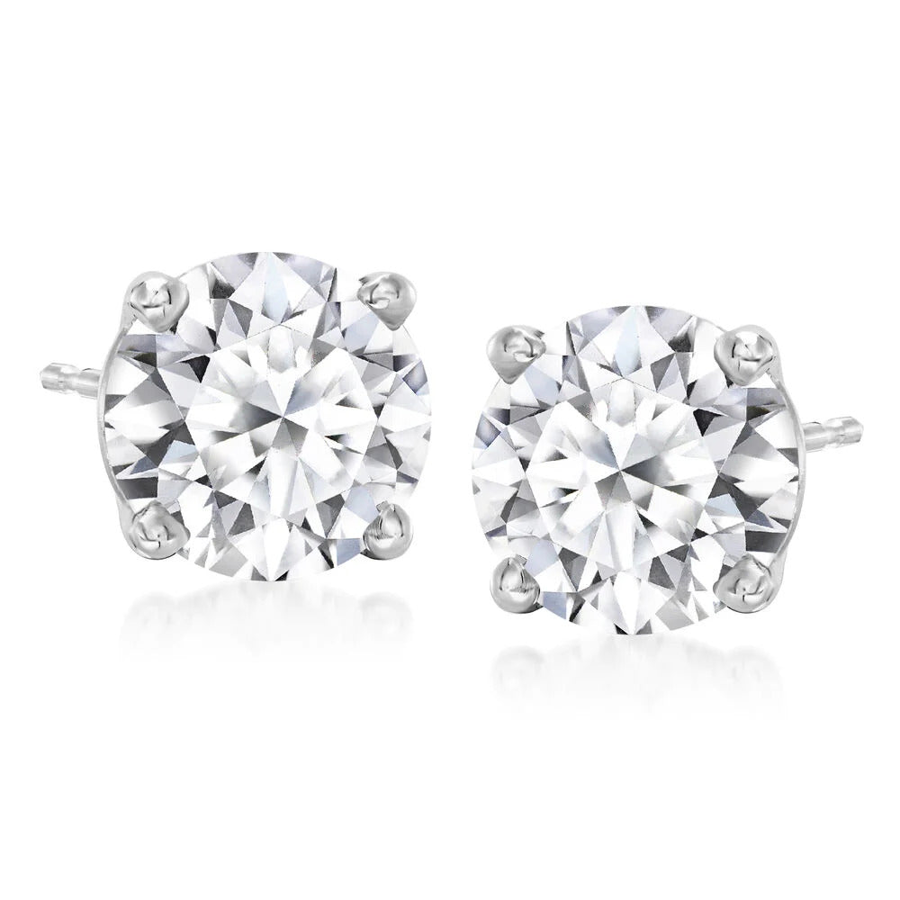 3.50 CT Round Lab-Grown Diamond | Stud Earrings | 14K White Gold | H Color | VS-I Clarity