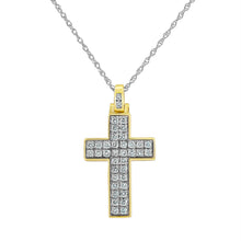 Womens | 0.75 CT Round Cut Lab Grown Accent Diamond | Cross Necklace | Sterling Silver | G-SI