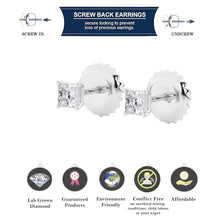 Womens | 0.50 CT  Princess Cut Lab Grown Diamond | Solitaire Stud | 18K White Gold | F-VS