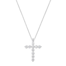 Womens | 1.00 CT Round Cut Lab Grown Accent Diamond | Cross Necklace | Sterling Silver | J-K-I1/I2