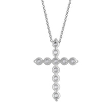 Womens | 1.00 CT Round Cut Lab Grown Accent Diamond | Cross Necklace | Sterling Silver | J-K-I1/I2