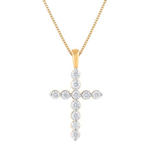 Womens | 0.25 CT Round Cut Lab Grown Diamond | Cross Pendant Necklace | Yellow Gold Plated Sterling Silver | J-SI-I1