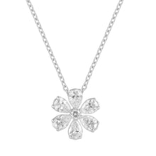 Womens | 1.00 CT  Pear &Round Cut Lab Grown Diamond | Floral Necklace | Sterling Silver | J-K-I1/I2