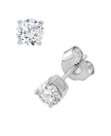 Womens | 1.00 CT Round Cut Lab Grown Diamond | Solitaire Pendant Necklace-Stud Earrings Set | Sterling Silver | G-SI