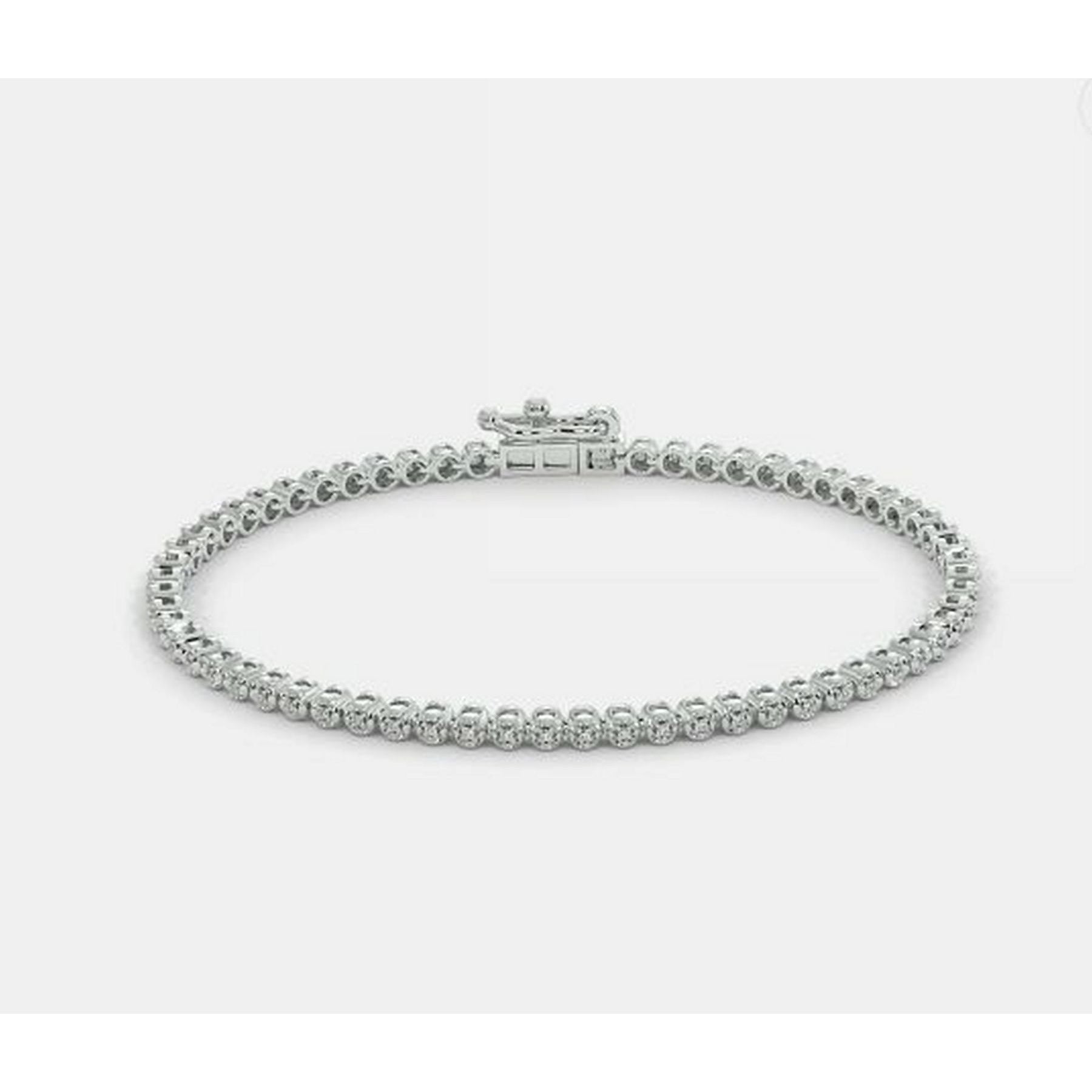 3.95 CT Round Lab-Grown Diamond | Tennis Bracelet | 14K White Gold | G Color | VS Clarity