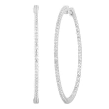 Womens | 0.75 CT Round Cut Lab Grown Diamond | Inside Out Hoop Earring | Sterling Silver | H-I-SI-I1