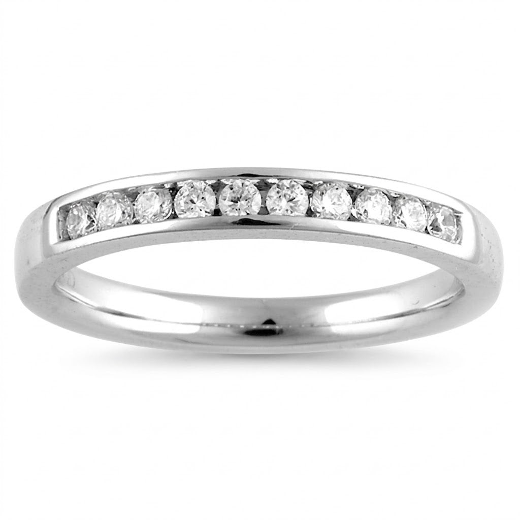 Womens | 0.25 CT Round Cut Lab Grown Accent Diamond | Wedding Band | Sterling Silver | G-SI