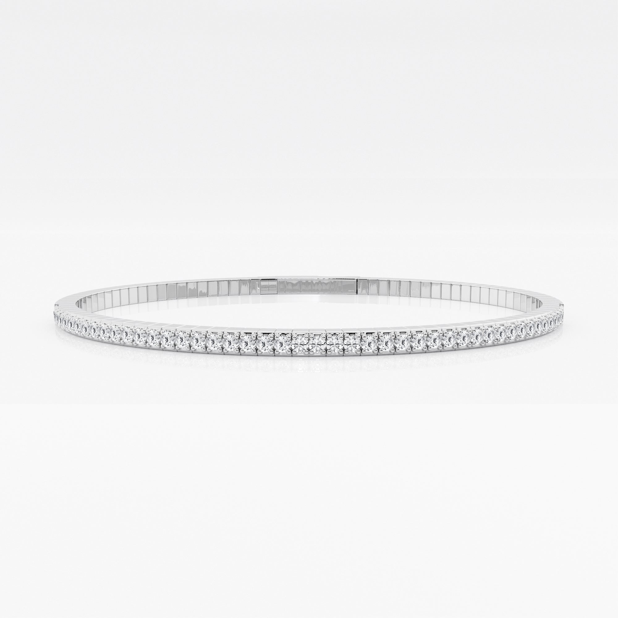 Womens | 1.00 CT Round Cut Lab Grown Accent Diamond | Bangle Bracelet | Sterling Silver - 50mm x 60mm | J-K-I1/I2