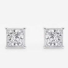 Womens | 1.25 CT  Princess Cut Lab Grown Diamond | Solitaire Stud - III | 14K White Gold | G-VS1
