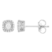 Womens | 0.20 CT Round Cut Lab Grown Diamond | Halo Stud | Sterling Silver | I-J-I1