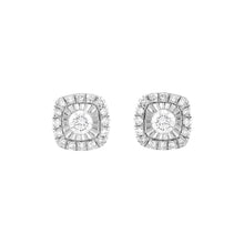 Womens | 0.20 CT Round Cut Lab Grown Diamond | Halo Stud | Sterling Silver | I-J-I1