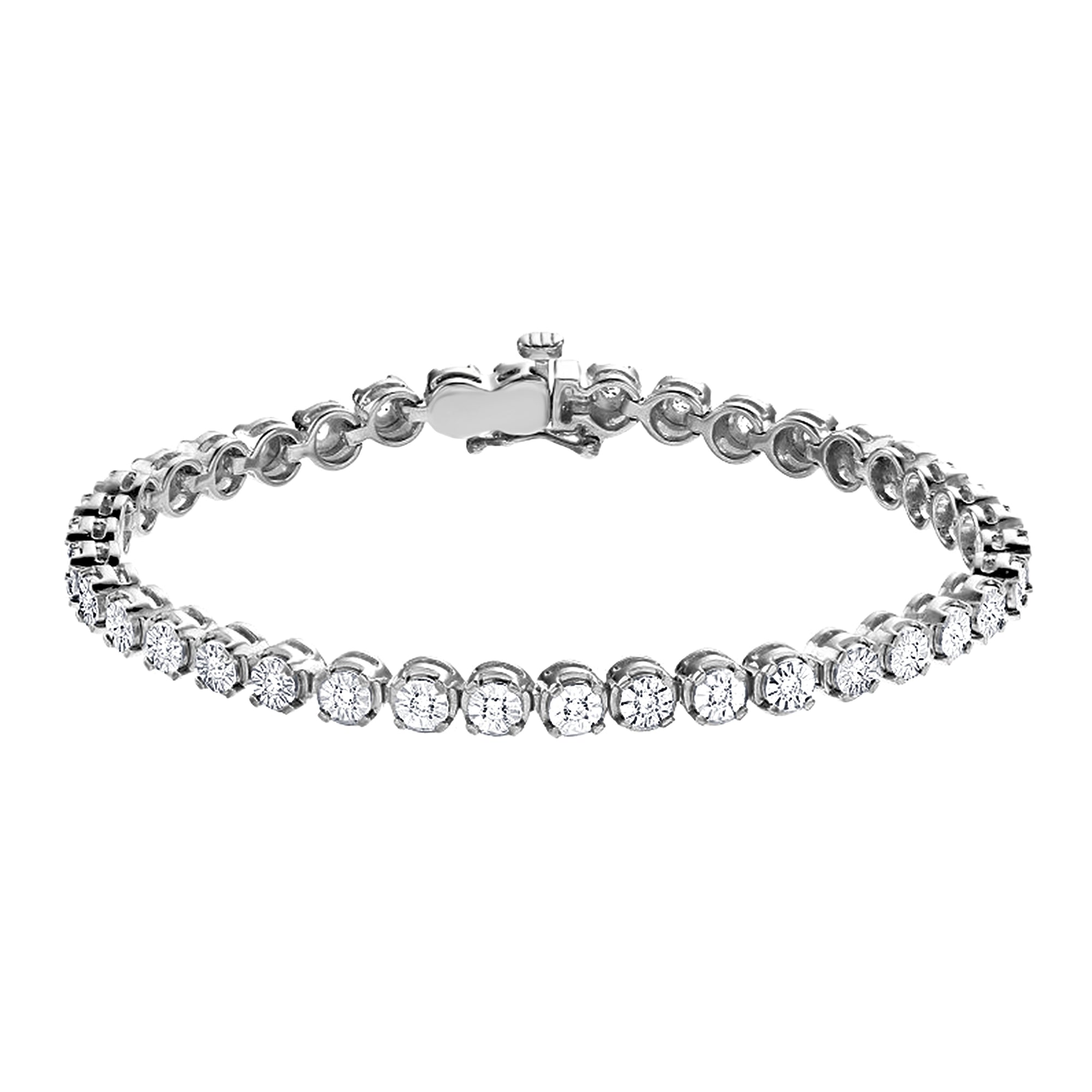 Womens | 0.50 CT Round Cut Lab Grown Accent Diamond | Tennis Bracelet | Sterling Silver | I-I1