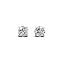 Womens | 0.50 CT Round Cut Lab Grown Diamond | Solitaire Stud | 14K White Gold | J-K-I1/I2