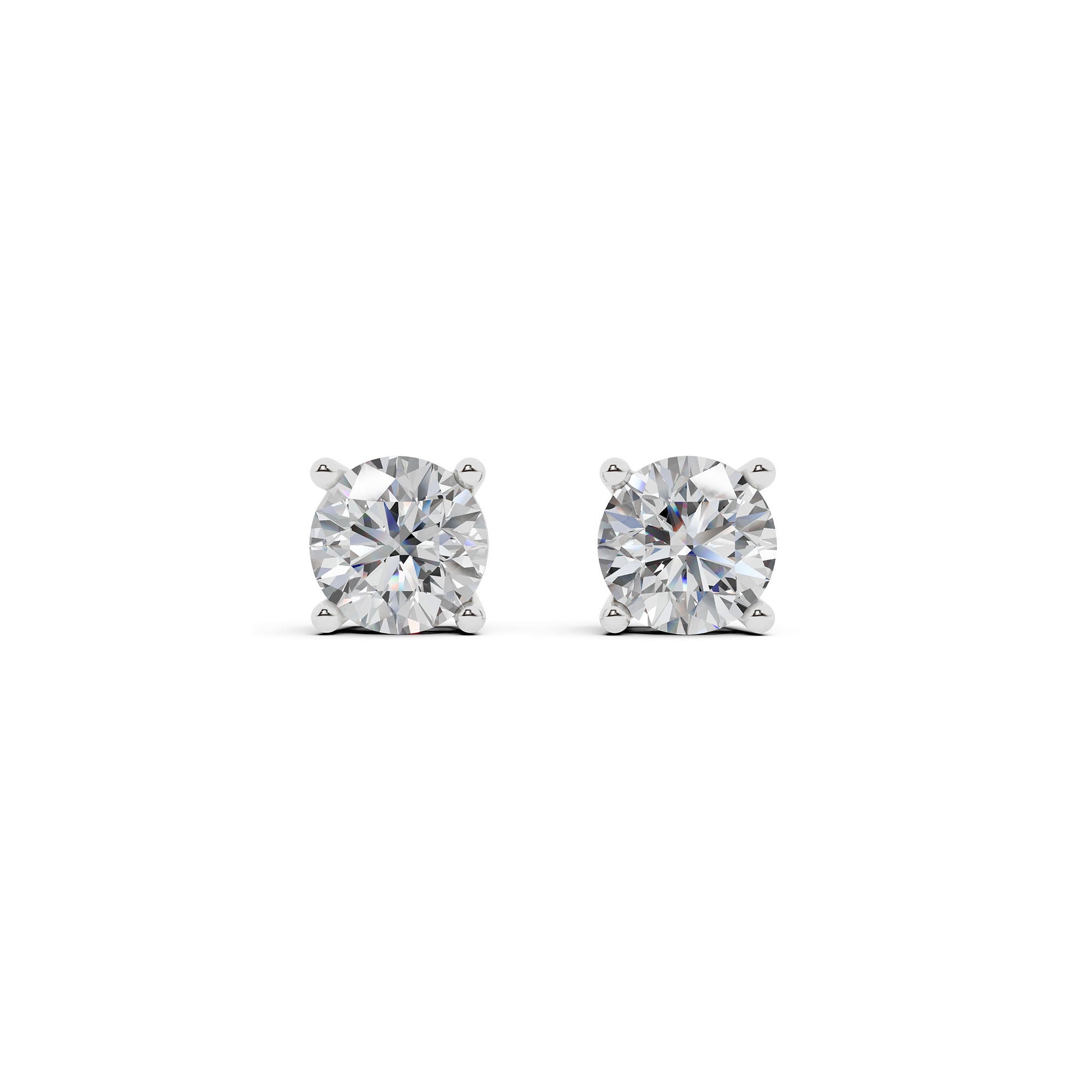 Womens | 0.50 CT Round Cut Lab Grown Diamond | Solitaire Stud | 14K White Gold | J-K-I1/I2