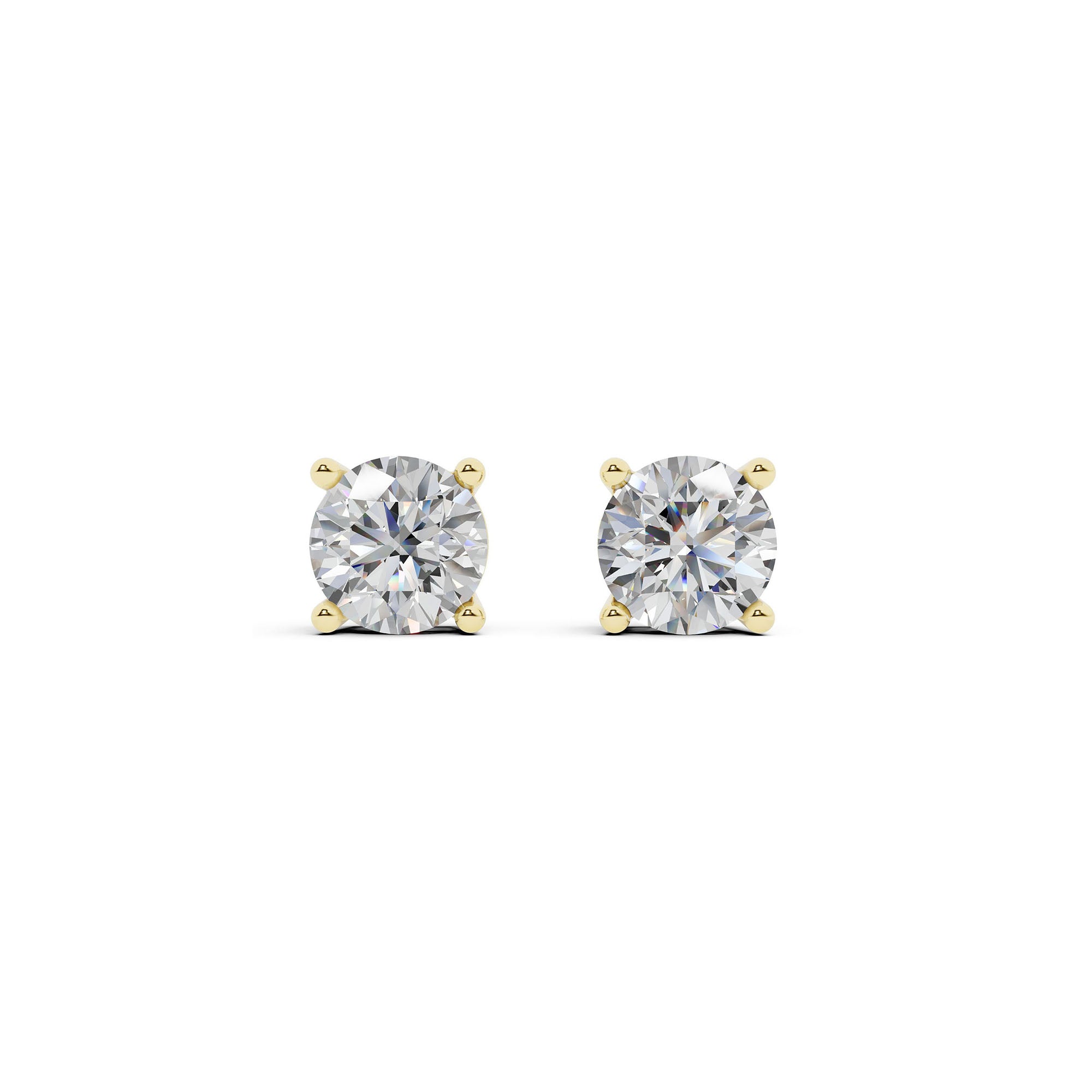 Womens | 0.50 CT Round Cut Lab Grown Diamond | Solitaire Stud | 14K Yellow Gold | J-K-I1/I2