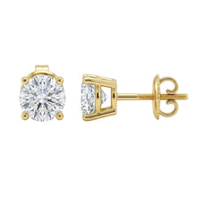 Womens | 1.50 CT Round Cut Lab Grown Diamond | Solitaire Stud | 10K Yellow Gold | G-SI