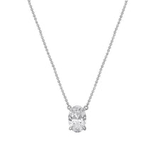 Womens | 0.75 CT  Oval Cut Lab Grown Diamond | Solitaire Pendant Necklace | 14K White Gold | J-K-I1/I2