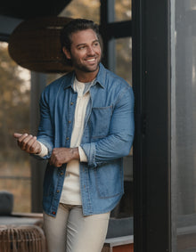 Men | Lightweight Denim Overshirt | Medium Wash