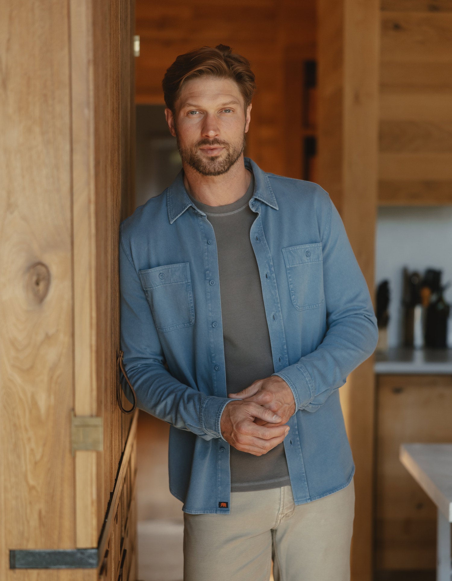Men | Lennox Jersey Button Up | Slate Blue