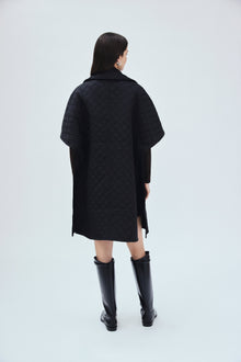 Quilted Cape Coat | Black