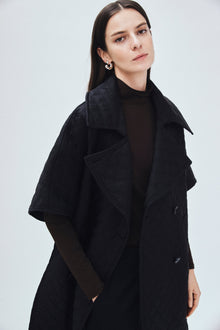 Quilted Cape Coat | Black