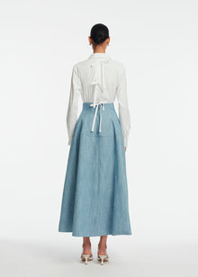 Cotton Poplin Bow Back Shirt | White