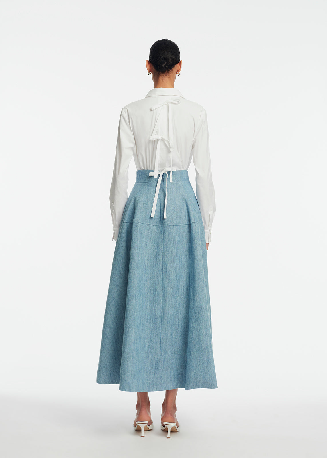 Cotton Poplin Bow Back Shirt | White