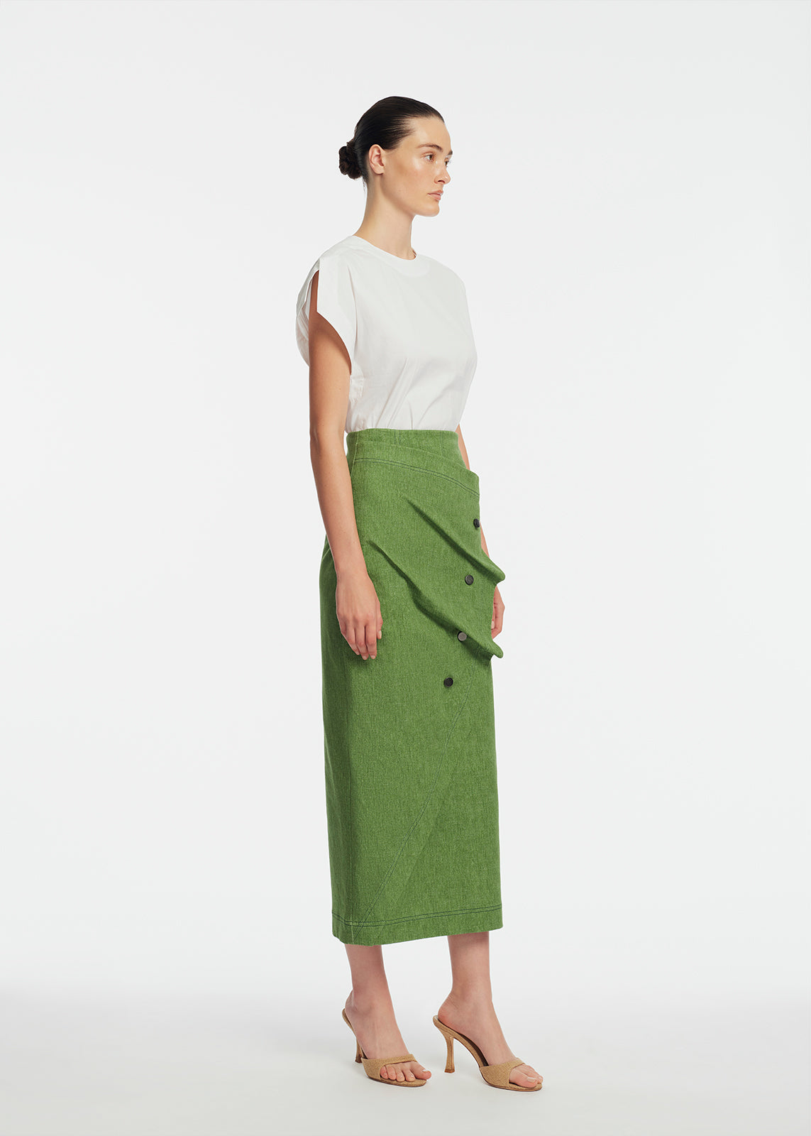 Stretch Denim Ruffle Skirt | Cactus