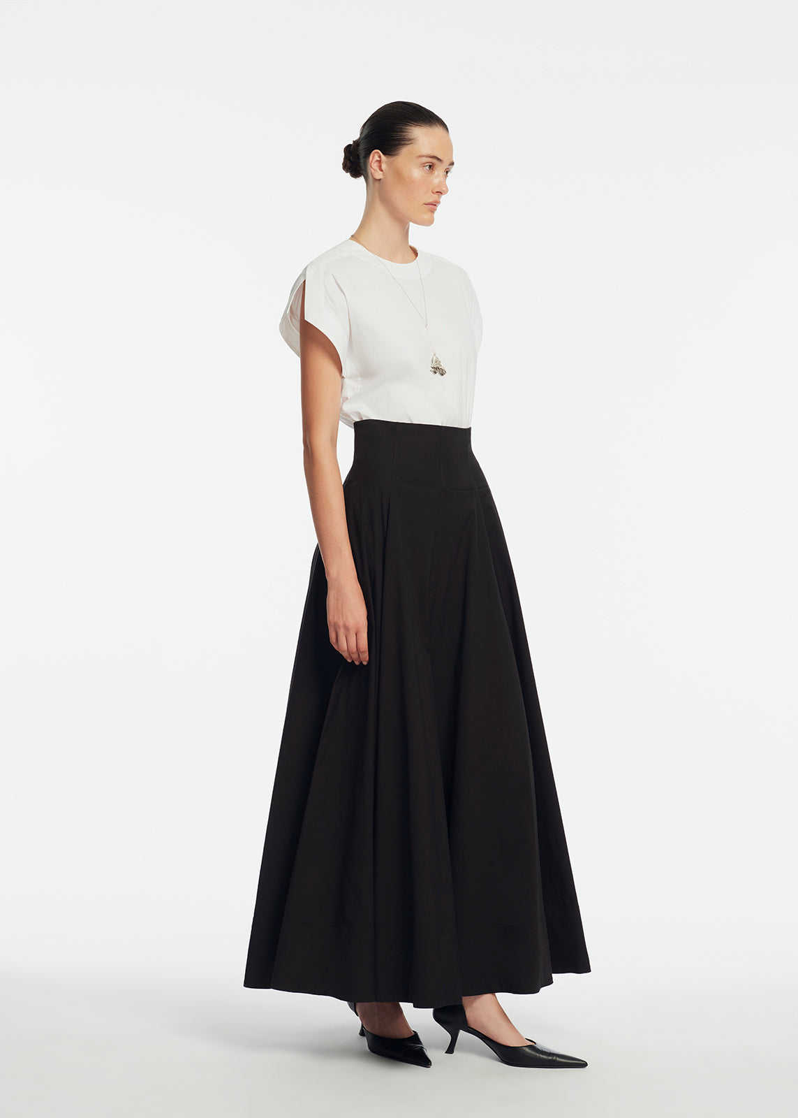 Cotton Poplin Short Sleeve Top | White