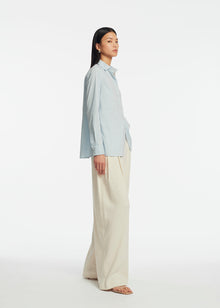 Striped Cotton Poplin Bow Back Shirt | Oxford