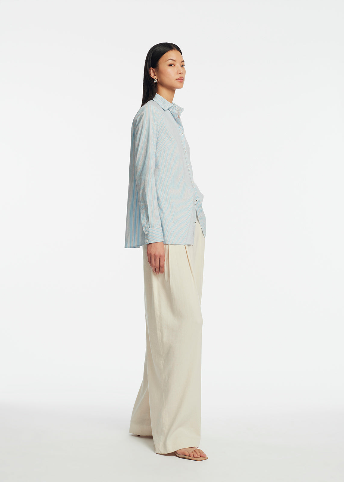 Striped Cotton Poplin Bow Back Shirt | Oxford