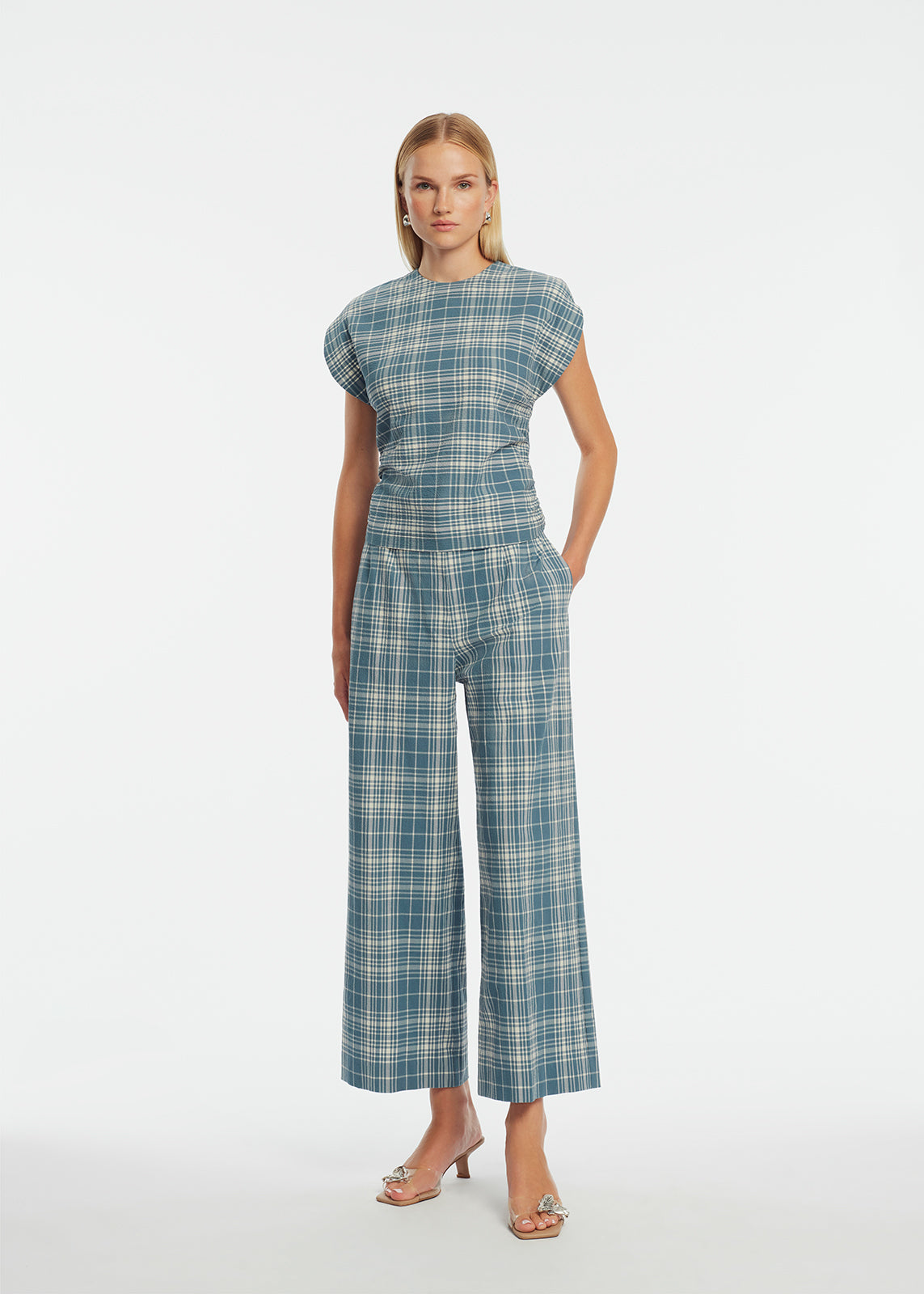 Plaid Seersucker Cropped Pant | Mallard