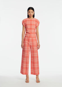Plaid Seersucker Cropped Pant | Watermelon