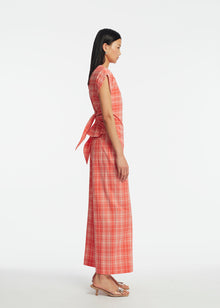 Plaid Seersucker Tie Top | Watermelon