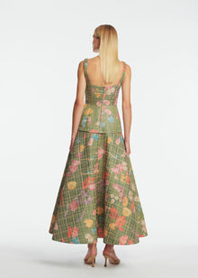 Floral Raffia Square Neck Dress | Cactus