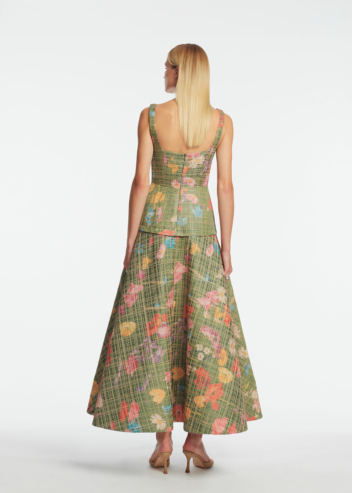 Floral Raffia Square Neck Dress | Cactus